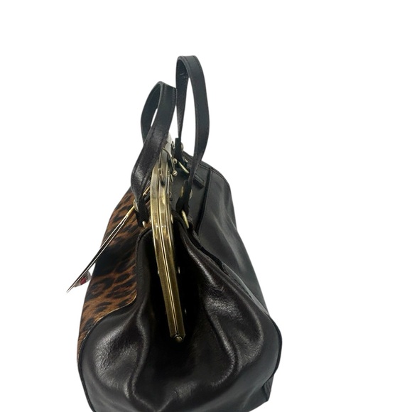 Patricia Nash Coronella Leopard Print Calf Hair Medium Frame Satchel - Picture 4 of 16